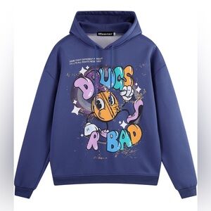 Maener Novelty Hoodie Drugs R Bad Cartoon Graphic Hooded Pullover for Men Women